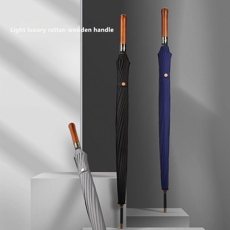 Golf Umbrella Large - Parapluie automatique à manche en bois,